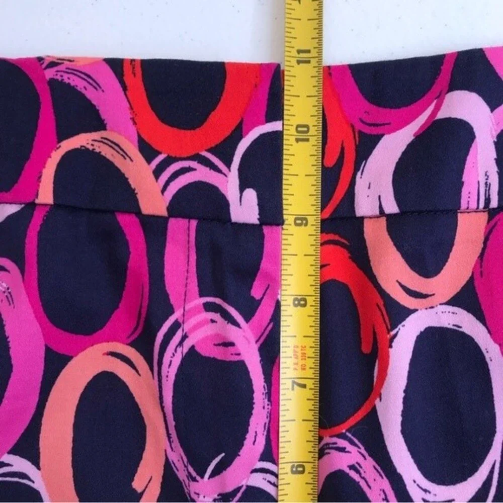 Pappagallo Navy Geometric Funky Circle Scalloped Hem Ankle Pants Women Size 12